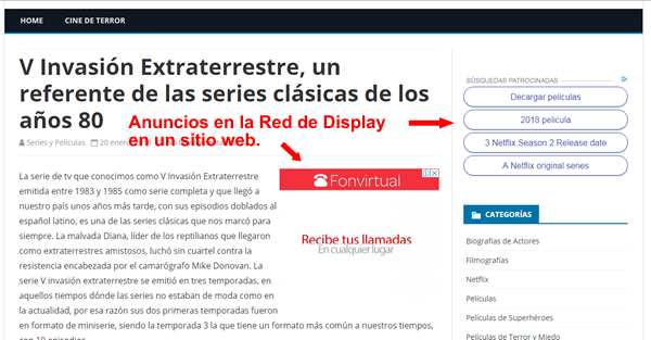 ejemplo adwords red de display